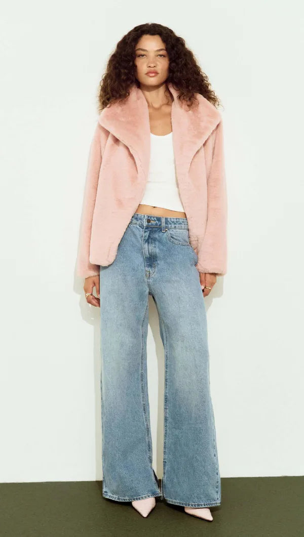 Sigrid Faux Fur Coat- Dusty Pink