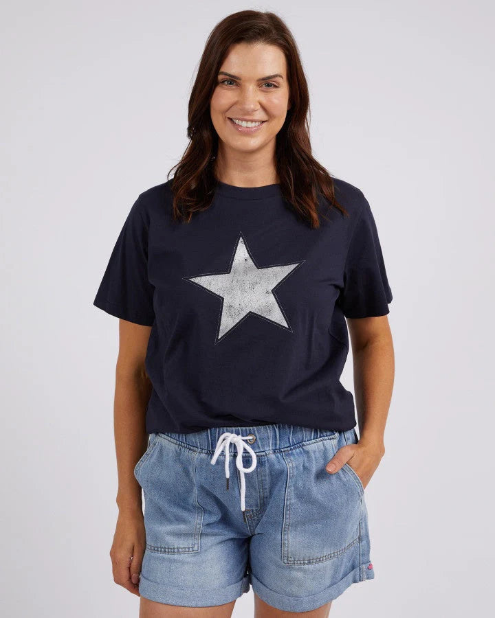 Elm Sparkle Star Tee | Navy and Silver