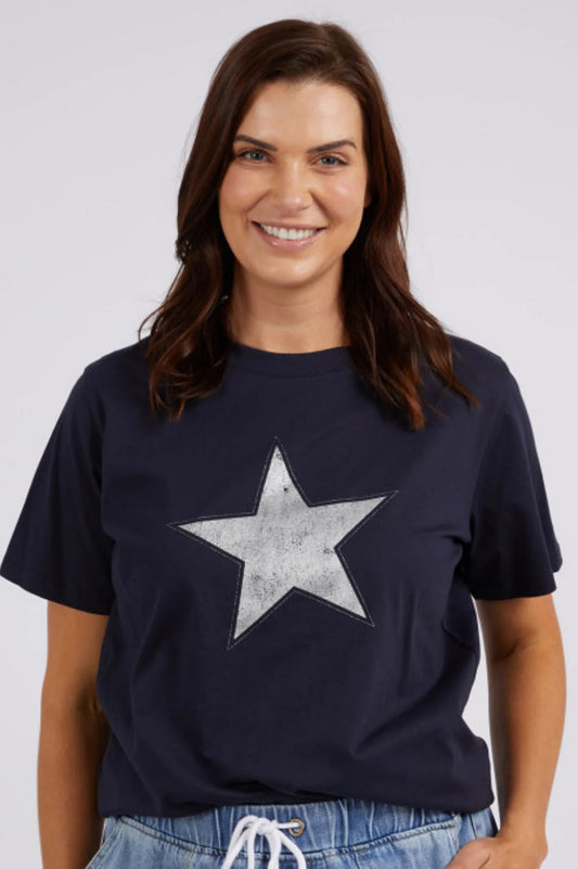 Elm Sparkle Star Tee | Navy and Silver