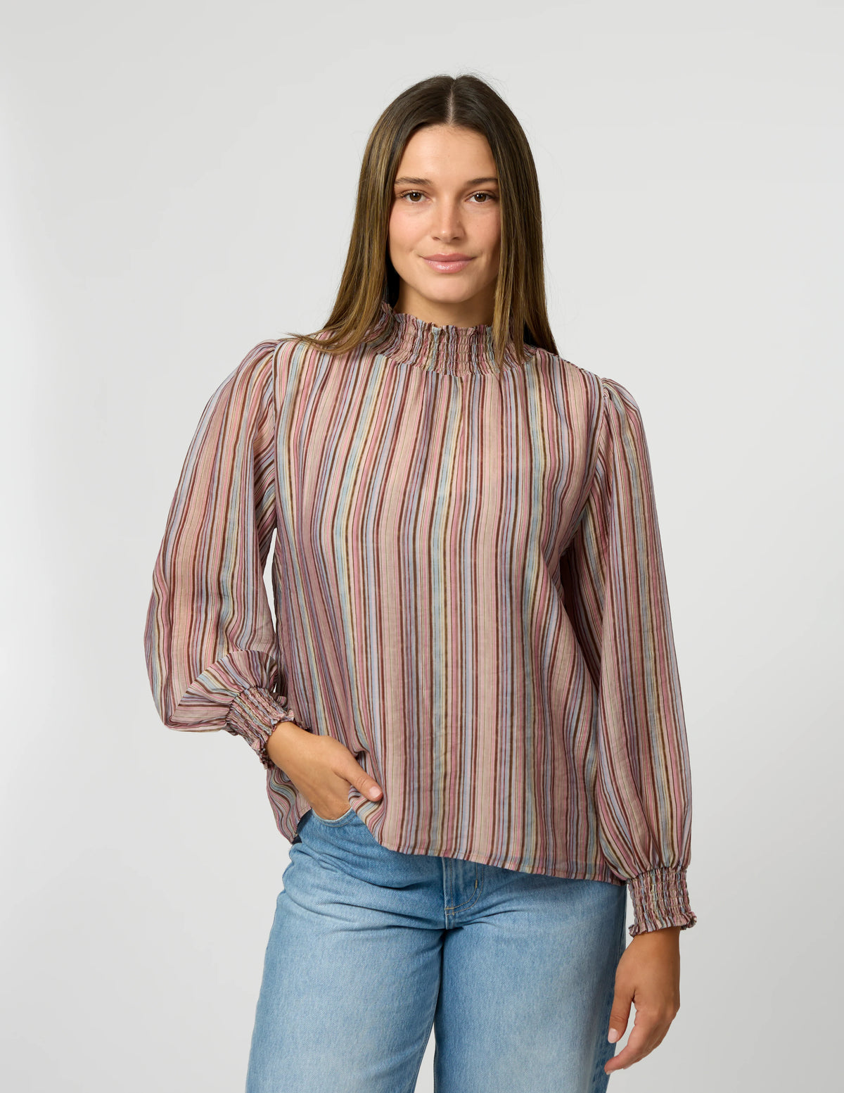 Slyvie Blouse- Pastel Stripe
