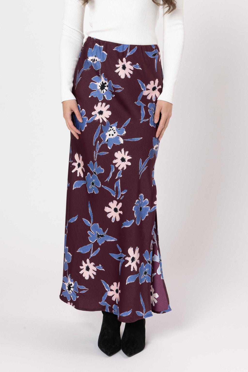 Viva Skirt- Merlot Blossom