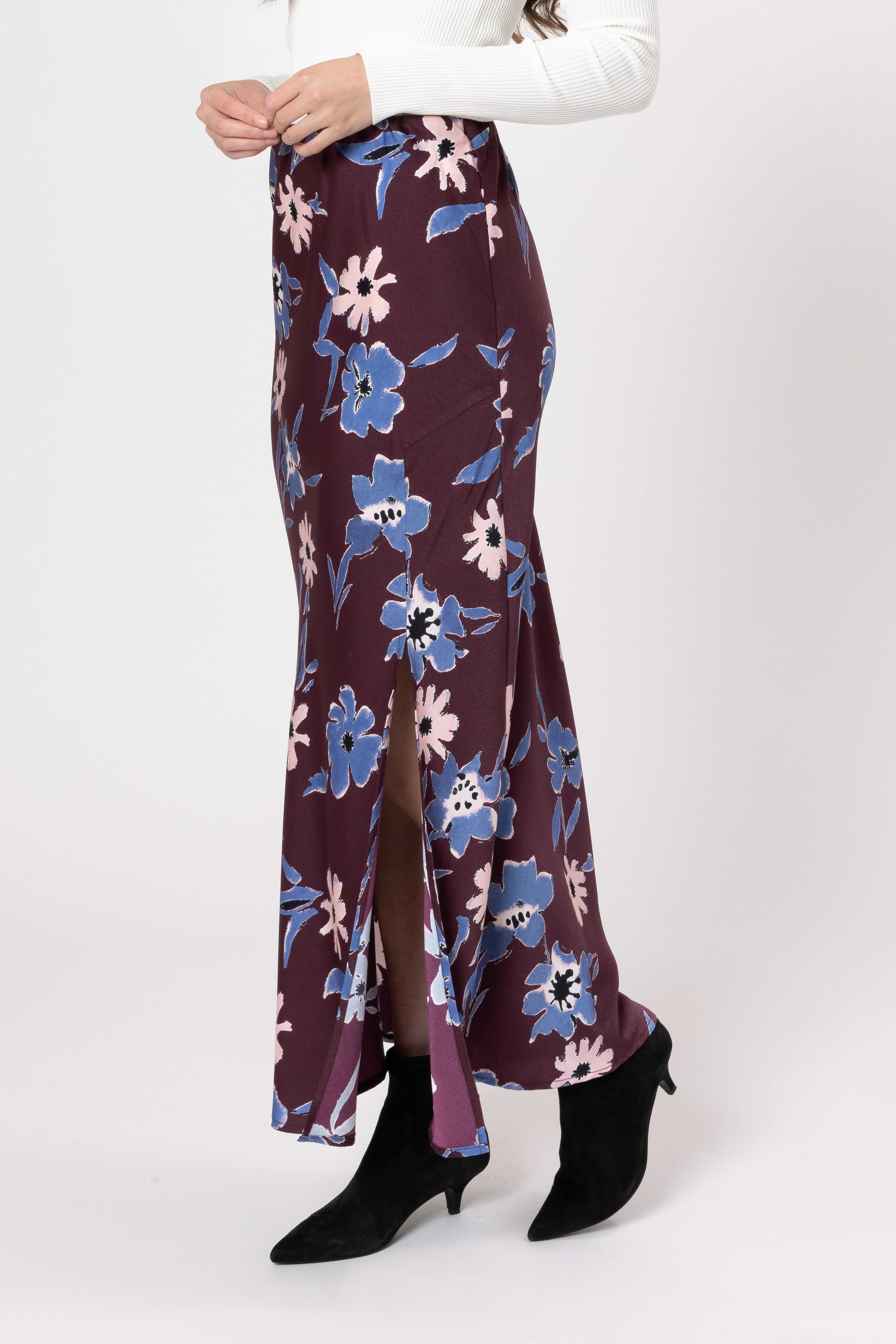 Viva Skirt- Merlot Blossom