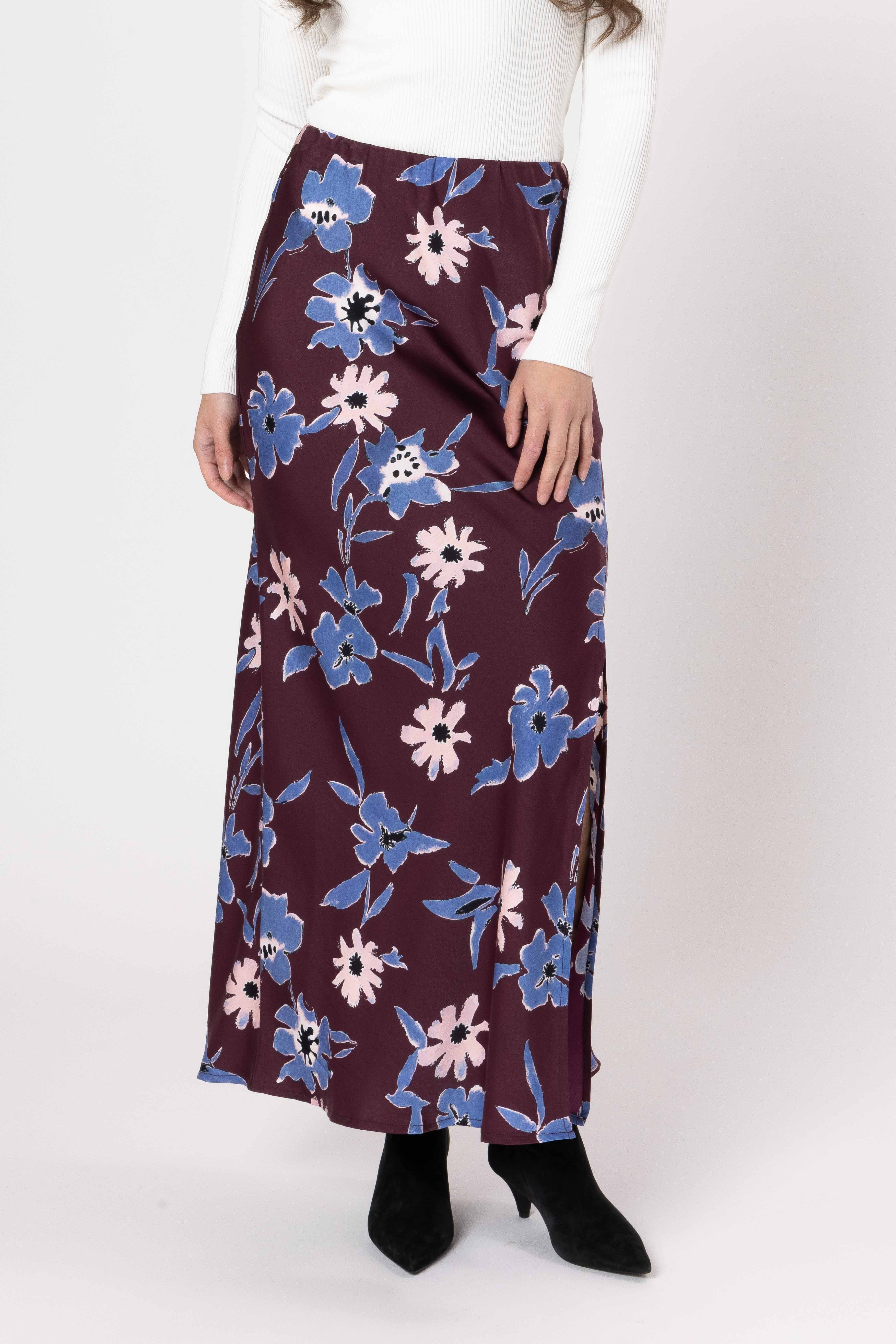 Viva Skirt- Merlot Blossom