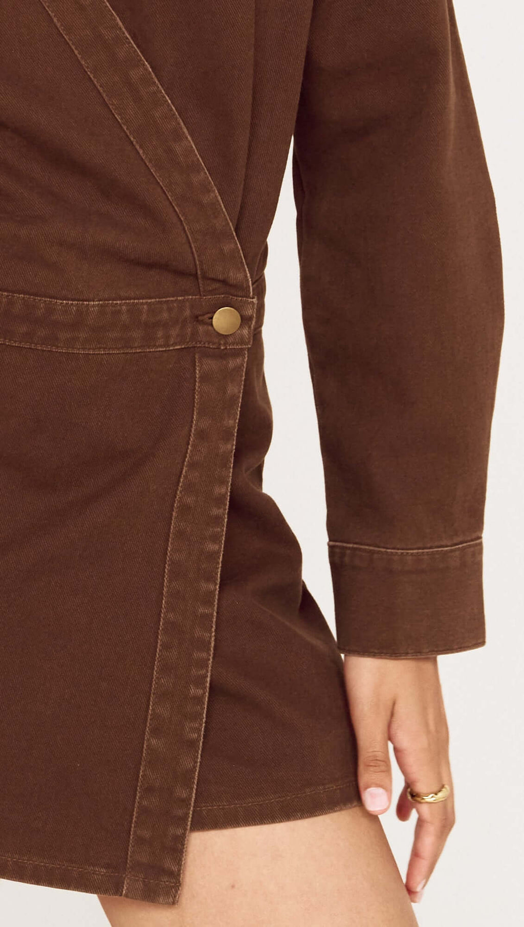 Brown Denim Wrap Dress