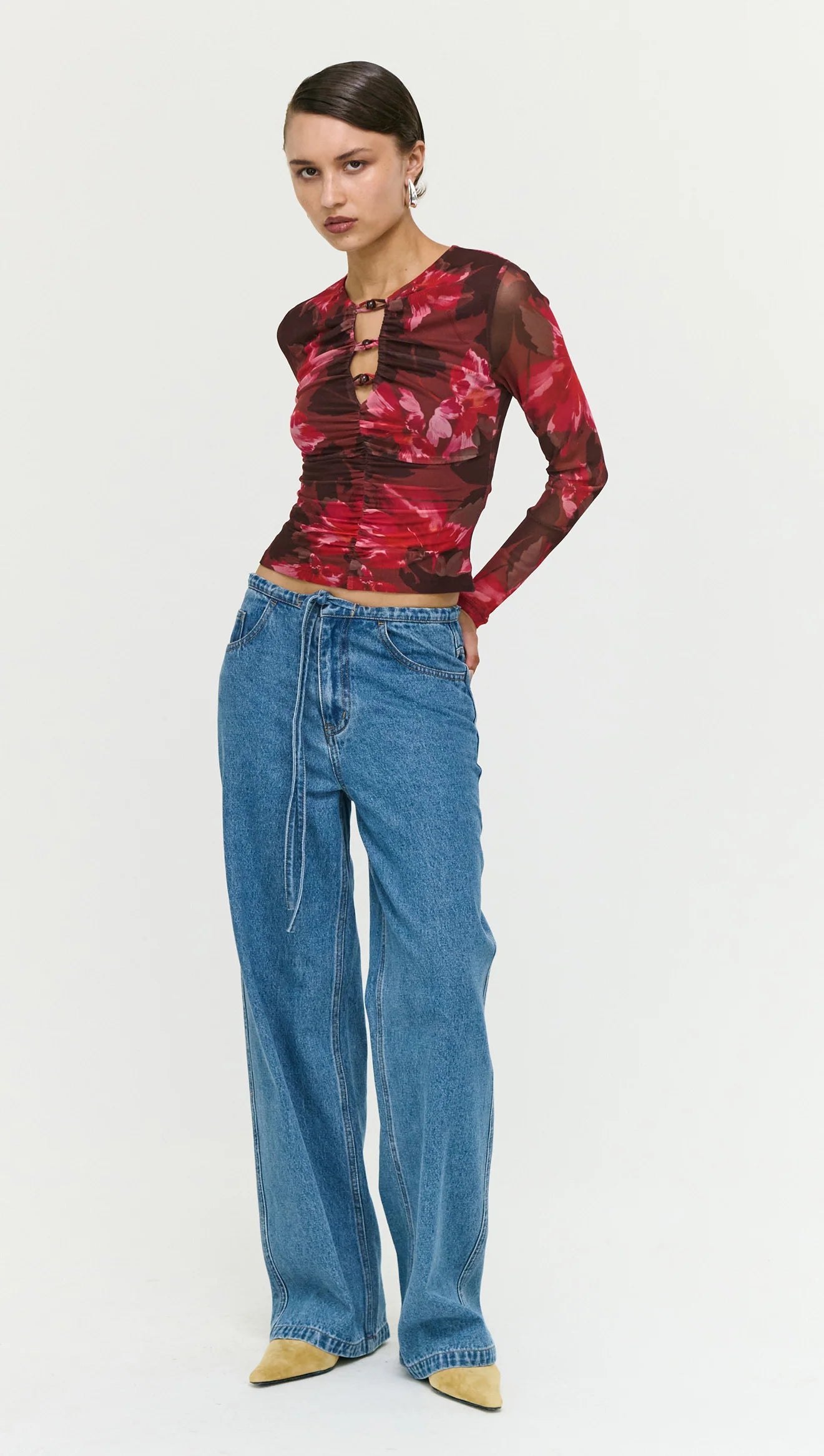 Geneva Tie Jeans- Mid Rise