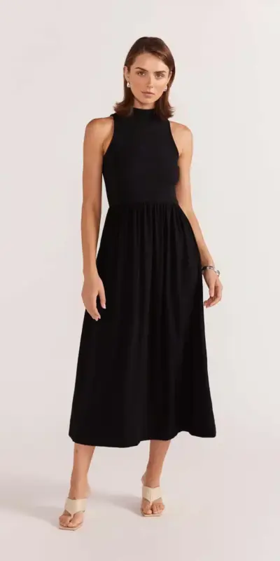 Eva High Neck Midi Dress