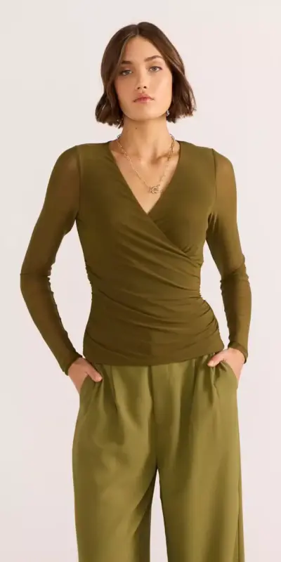 Elodie Mesh Wrap Top